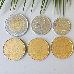 Canada Coin Lot (6) Vintage Canadian Dollars + Quarter + Nickel | 1987–2003
